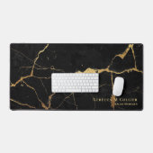 Eleganter Schwarz-Gold-Marmor-Look, Name & Titel Schreibtischunterlage (Tastatur & Maus)