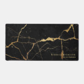 Eleganter Schwarz-Gold-Marmor-Look, Name & Titel Schreibtischunterlage (Vorderseite)