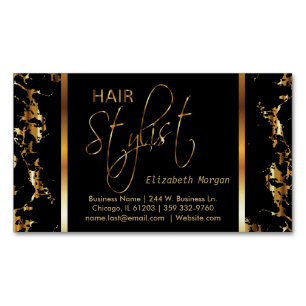 Eleganter Schwarz-Gold-Marmor Magnetische Visitenkarte