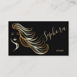 Eleganter Schwarz-Gold-Metallic-Foil-Stylist Visitenkarte