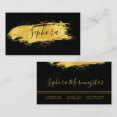 Eleganter Schwarz-Gold-Metallischer Foil Paint Str Visitenkarte (Vorne/Hinten)