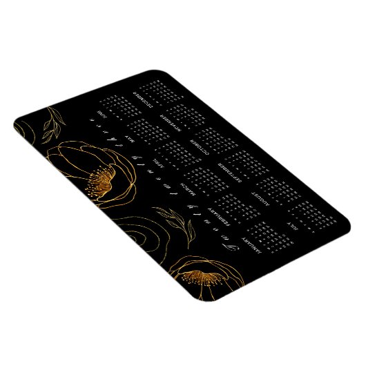 Eleganter Schwarz-Gold-Minimalist 2023-Kalender Magnet (Rechte Seite)