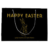 Eleganter Schwarz-Gold Minimalistischer Osterhase Große Geschenktüte (Rückseite)