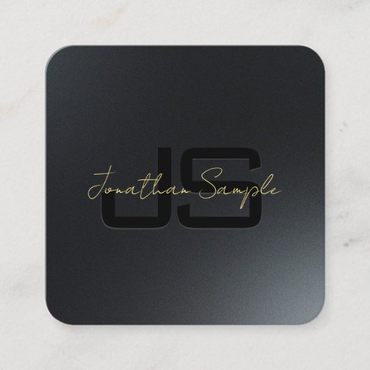 Eleganter Schwarz-Gold-Monogramm-Anfangsbuchstabe Quadratische Visitenkarte (Vorderseite)