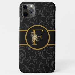 Eleganter Schwarz-Gold-Monogramm-Buchstaben "F" Case-Mate iPhone Hülle