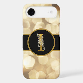 Eleganter Schwarz-Gold-Monogramm-Buchstaben "I"