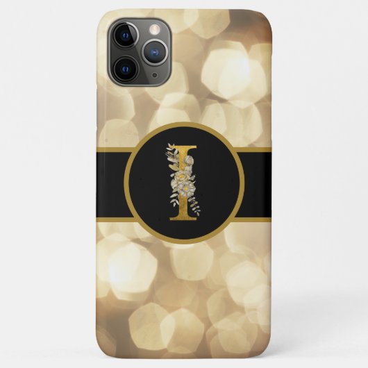 Eleganter Schwarz-Gold-Monogramm-Buchstaben "I" Case-Mate iPhone Hülle (Rückseite)