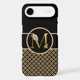 Eleganter Schwarz-Gold-Monogramm-Buchstaben "M"