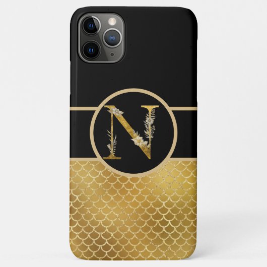 Eleganter Schwarz-Gold-Monogramm-Buchstaben "N" Case-Mate iPhone Hülle (Rückseite)