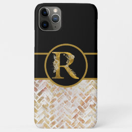 Eleganter Schwarz-Gold-Monogramm-Buchstaben "R" Case-Mate iPhone Hülle