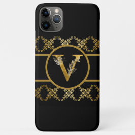 Eleganter Schwarz-Gold-Monogramm-Letter "V" Case-Mate iPhone Hülle