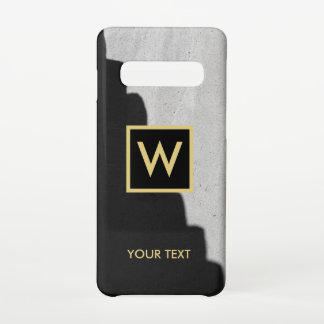 Eleganter Schwarz-Gold-Monogramm-Text Samsung Galaxy S10 Hülle