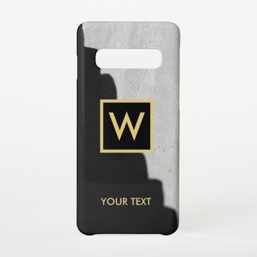 Eleganter Schwarz-Gold-Monogramm-Text Samsung Galaxy Hülle (Rückseite)