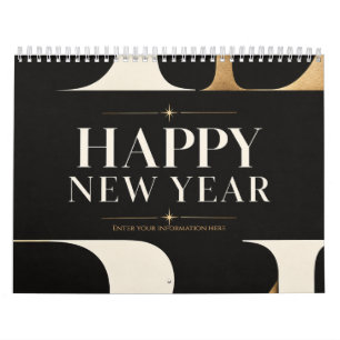 Eleganter Schwarz-Gold-Neujahrsstil Kalender