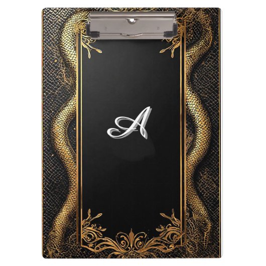 Eleganter Schwarz-Gold-Rahmen Klemmbrett (Vorderseite)