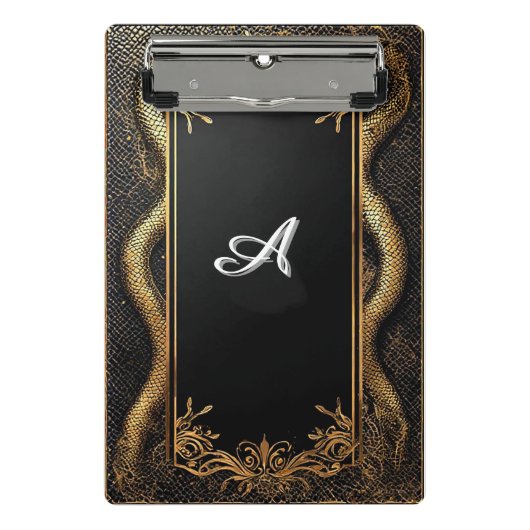 Eleganter Schwarz-Gold-Rahmen Mini Klemmbrett (Vorderseite)