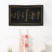 Eleganter Schwarz & Gold Script Chic Hochzeit Will Banner (Insitu)