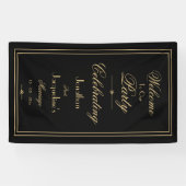 Eleganter Schwarz & Gold Script Chic Hochzeit Will Banner (Horizontal)