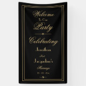 Eleganter Schwarz & Gold Script Chic Hochzeit Will Banner (Vertikal)