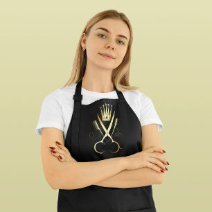 Eleganter Schwarz & Gold-Szerre Schürze