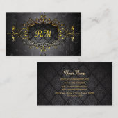 Eleganter Schwarz-Gold-Vintag-Goldrahmen Visitenkarte (Vorne/Hinten)
