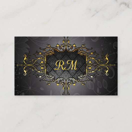 Eleganter Schwarz-Gold-Vintag-Goldrahmen Visitenkarte (Vorderseite)