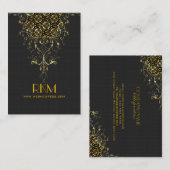 Eleganter Schwarz-Gold-Vintager Spitzenrahmen Visitenkarte (Vorne/Hinten)