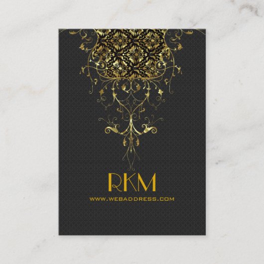 Eleganter Schwarz-Gold-Vintager Spitzenrahmen Visitenkarte (Vorderseite)
