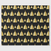 Eleganter Schwarz-Gold-Weihnachtsbaum Geschenkpapier (Flach)