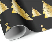 Eleganter Schwarz-Gold-Weihnachtsbaum Geschenkpapier (Rolleneckpunkt)