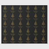 Eleganter Schwarz-Gold-Weihnachtsbaum Geschenkpapier (Flach)