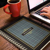 Eleganter Schwarz-Gold-Windows-Karo Mit Monogramm Notizblock