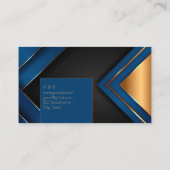 Eleganter, schwarz-goldblauer Streifen Geometrie-D Visitenkarte (Rückseite)