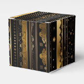 Eleganter schwarz-goldgestreifter Würfel Geschenkschachtel (Vorderseite)
