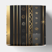 Eleganter schwarz-goldgestreifter Würfel Geschenkschachtel (Oben)
