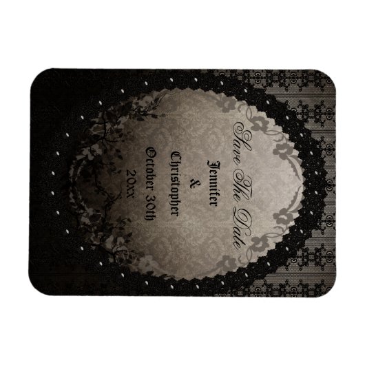 Eleganter schwarz-gotischer Rahmen Save the Date H Magnet (Horizontal)