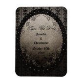Eleganter schwarz-gotischer Rahmen Save the Date H Magnet (Vertikal)