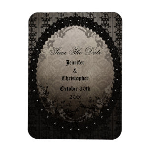 Eleganter schwarz-gotischer Rahmen Save the Date H Magnet