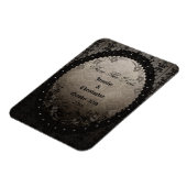 Eleganter schwarz-gotischer Rahmen Save the Date H Magnet (Linke Seite)