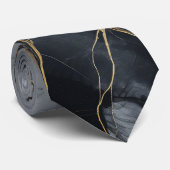 Eleganter Schwarz-Grau-Gold-Marmor Krawatte (Gerollt)