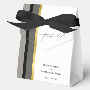 Eleganter Schwarz Grau Gold Streifen Hochzeit Dank Geschenkschachtel