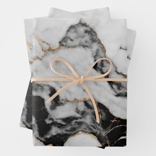 Eleganter Schwarz-Grau-Marmor Geschenkpapier Set (Beispiel)