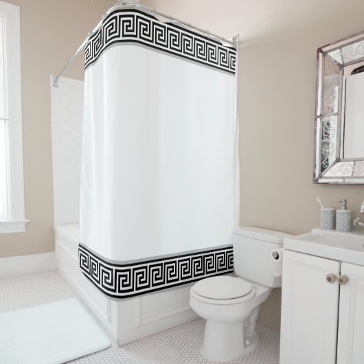 Eleganter Schwarz & Grauer Griechischer Vector auf Duschvorhang (Beispiel)