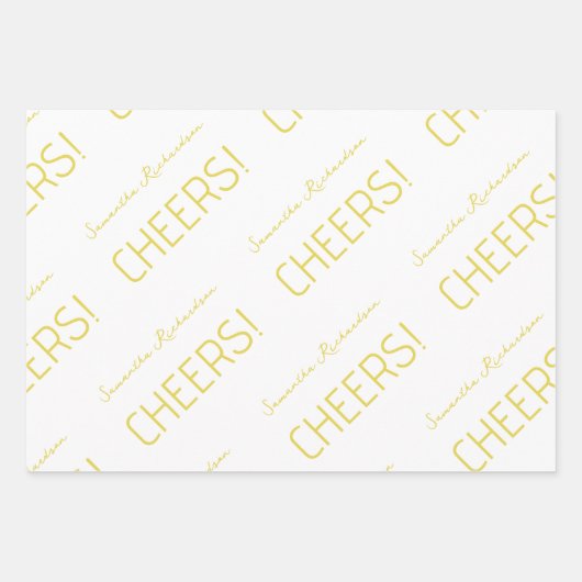 Eleganter schwarz-grauer, weißer Goldskriptname Geschenkpapier Set (Vorderseite 3)