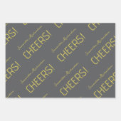 Eleganter schwarz-grauer, weißer Goldskriptname Geschenkpapier Set (Vorderseite 2)