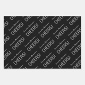 Eleganter schwarz-grauer weißer Skriptname Geschenkpapier Set (Vorderseite)