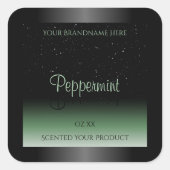 Eleganter, schwarz-grüner Glitzer mit dem Label So Quadratischer Aufkleber (Vorderseite)