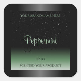 Eleganter, schwarz-grüner Glitzer mit dem Label So Quadratischer Aufkleber