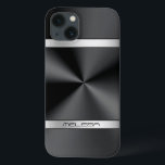 Eleganter Schwarz Metallic Print Silver Akzent Case-Mate iPhone Hülle<br><div class="desc">Eleganter,  schwarzer Metalldruck,  rostfreier Stahllook,  silberfarbene Streifen-Akzente und kundenspezifisches Monogramm. Modernes,  elegantes und trendiges Design.</div>