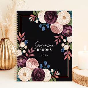 Eleganter Schwarz-Pflaume-Individuelle Name Planer